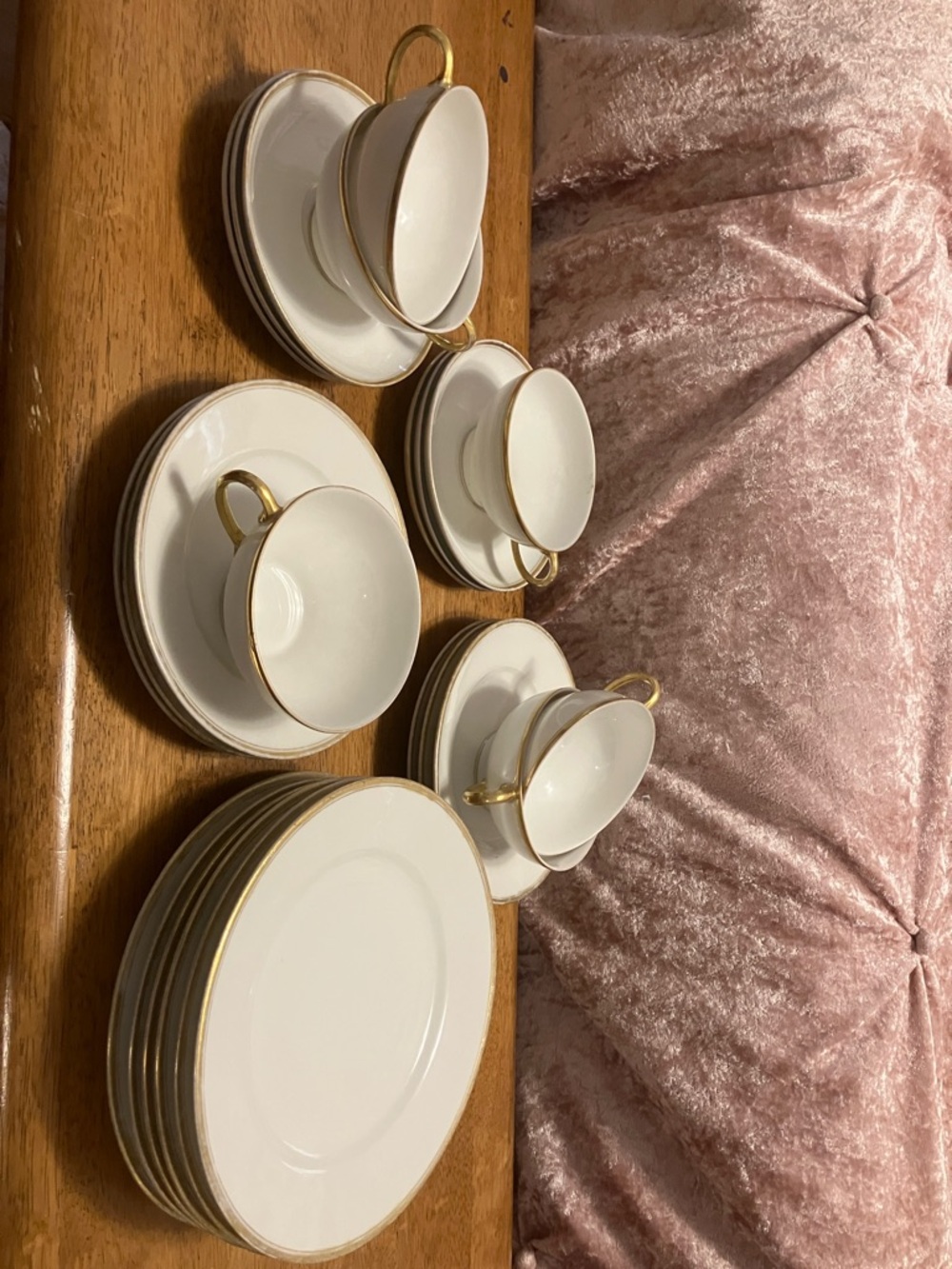 Vintage Limoge France , 24 pc coffee -dessert set.  White china